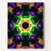 マンダラサイケデリックフラワーグリーン紫と黄色 ノートブック (裏面)