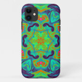 マンダラサイケデリックフラワーグリーン青と赤 Case-Mate iPhoneケース (裏面)