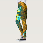 マンダラサイケデリックフラワーティール（緑がかった色）と黄色 レギンス (左)