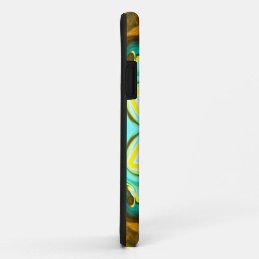 マンダラサイケデリックフラワーティール(緑がかった色)と黄色 Case-Mate iPhoneケース (裏面/右)