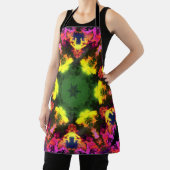 マンダラサイケデリックフラワーピンク黄色と緑 エプロン (インサイチュ)