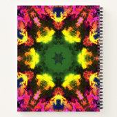 マンダラサイケデリックフラワーピンク黄色と緑 ノートブック (裏面)
