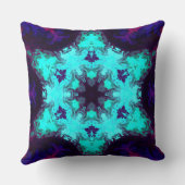 マンダラサイケデリックフラワーブルーとパープル クッション (裏面)