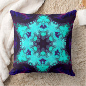 マンダラサイケデリックフラワーブルーとパープル クッション (ブランケット)