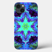 マンダラサイケデリックフラワーブルーグリーンとパープル Case-Mate iPhoneケース (裏面)