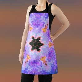 マンダラサイケデリックフラワーブルーピンクと黄色 エプロン