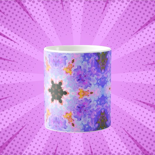 マンダラサイケデリックフラワーブルーピンクと黄色 コーヒーマグカップ