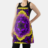 マンダラサイケデリックフラワー黄と紫 エプロン (インサイチュ)