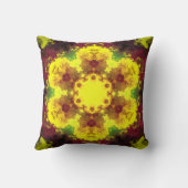 マンダラサイケデリックフラワー黄と緑 クッション (裏面)