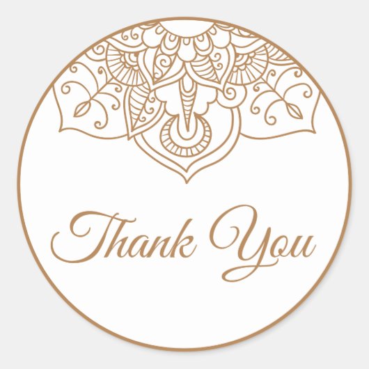 マンダラサンキューブラウンボホインディアンモダン結婚ズ ラウンドシール (正面)