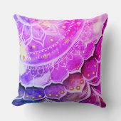 マンダラサンセットウォーターカラーピンクピロー クッション (正面)