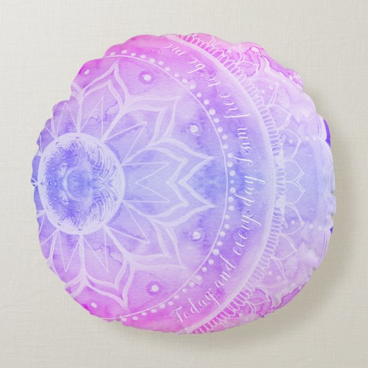 マンダラサンセットウォーターカラーピンクラウンドピロー ラウンドクッション (正面)