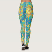 マンダラサン女神、レッズ黄色オンアクア レギンス (裏面)