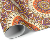 マンダラサークルクリームバーガンディとオレンジ ラッピングペーパー (ロールコーナー)