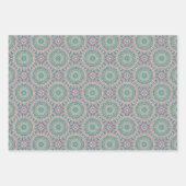 マンダラサークルターコイズとピンク ラッピングペーパーシート (正面)