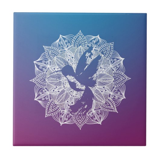 マンダラサークルパープルハチドリ タイル (正面)