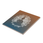 マンダラサークルブッダ青とオレンジ タイル (側面)