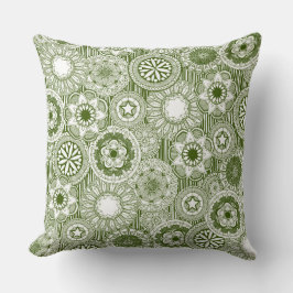 マンダラシルクグリーン白 クッション