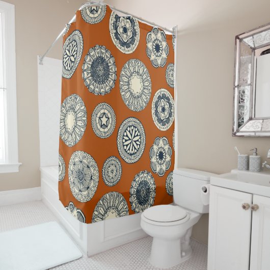 マンダラシルクスポットオレンジ シャワーカーテン (インサイチュ)