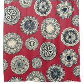 マンダラシルクスポット赤 シャワーカーテン (正面)