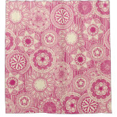 マンダラシルクピンククリーム シャワーカーテン (正面)