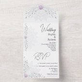 マンダラシンプルスの葉とピンクの蓮結婚蓮 オールインワン招待状 (内側)