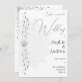 マンダラシンプルスの葉とピンクの蓮結婚蓮 招待状 (正面/裏面)