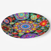 マンダラスとエキゾチックなフルーツパターン ペーパープレート (アングル)