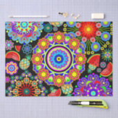 マンダラスとエキゾチックなフルーツパターン 薄葉紙 (クラフト)