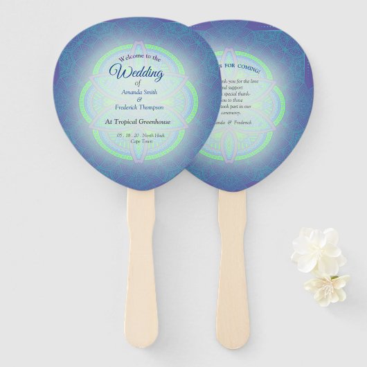 マンダラスイン混合オランダブルー ハンドファン (正面&裏面)