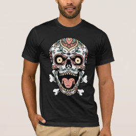 マンダラスカルTシャツ | ボホゴシックスカルアートティー Tシャツ