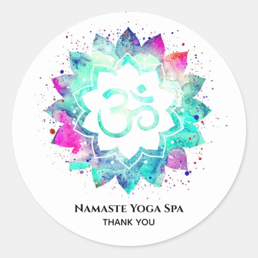 *~*マンダラスピリチュアルOMシンボルロータスフラワーオウム ラウンドシール (正面)