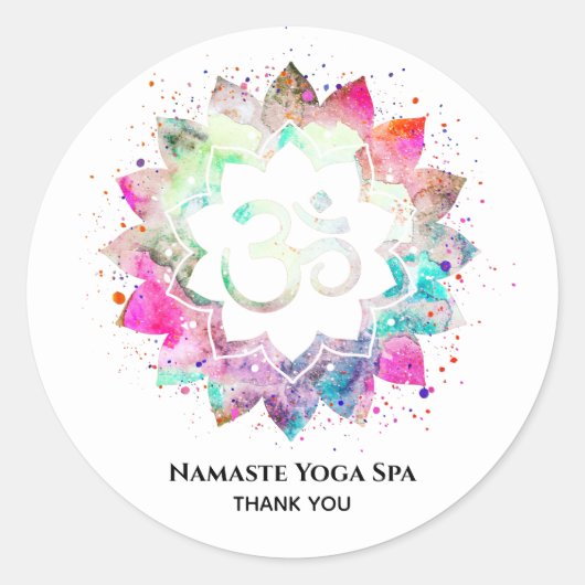 *~*マンダラスピリチュアルOMシンボルロータスフラワー ラウンドシール (正面)