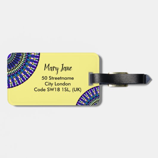 マンダラスブルートランタルエレガントシンプルユニーク ラゲッジタグ (裏面横)