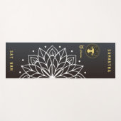 マンダラタイポグラフィシンプル(白黒)タウロス ヨガマット (正面(横))