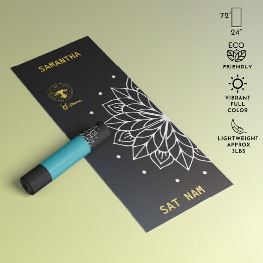 マンダラタイポグラフィシンプル(白黒)タウロス ヨガマット