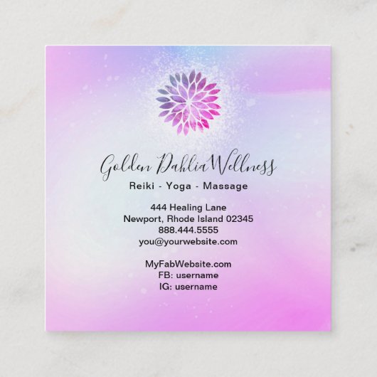 *~*マンダラダグラデーションリアブルーピンクバイオレットAP2 スクエア名刺 (裏面)