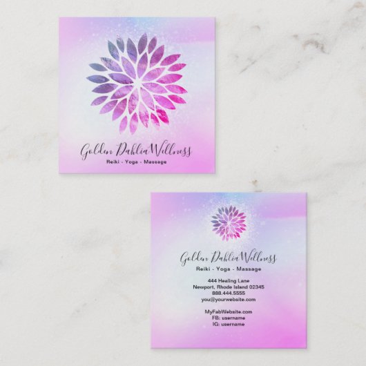 *~*マンダラダグラデーションリアブルーピンクバイオレットAP2 スクエア名刺 (正面/裏面)