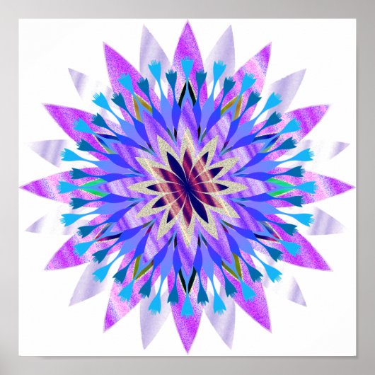 マンダラダマスクロータスフラワーアートエレガント ポスター (正面)