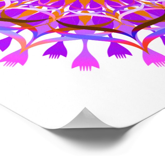 マンダラダマスクロータスフラワーアートエレガント ポスター (角)