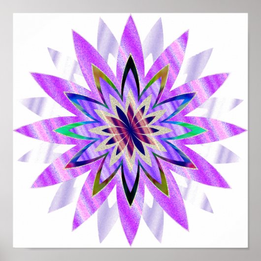 マンダラダマスクロータスフラワーアートエレガント ポスター (正面)
