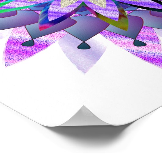 マンダラダマスクロータスフラワーアートエレガント ポスター (角)