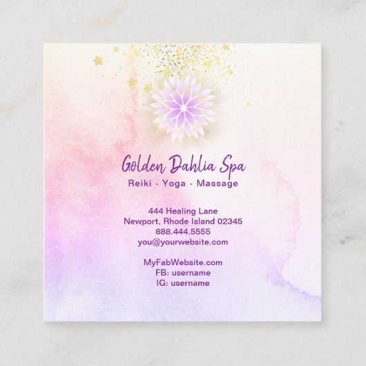 *～*マンダラダリアパステルラベンダーピンク スクエア名刺 (裏面)