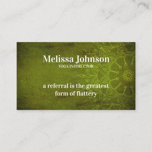 マンダラダークグリーンヨガ瞑想友人を参照 紹介カード (正面)