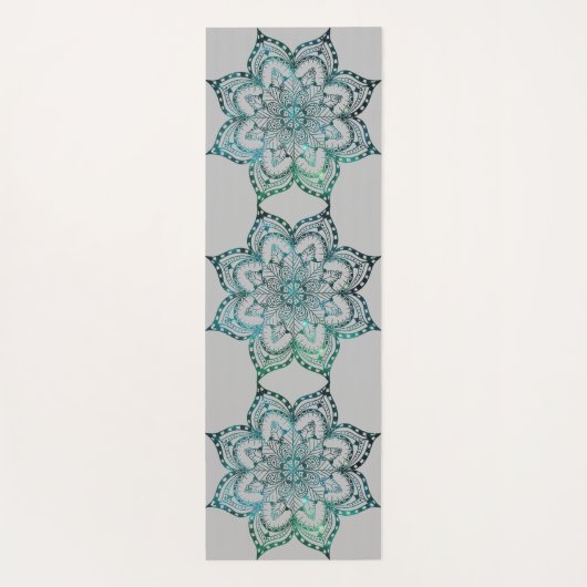 マンダラティール（緑がかった色）とグレイパーソナライズされたヨガマット ヨガマット (裏面)