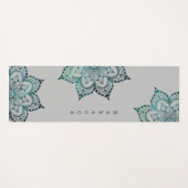 マンダラティール（緑がかった色）とグレイパーソナライズされたヨガマット ヨガマット (正面(横))