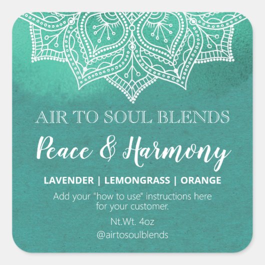 マンダラティール(緑がかった色)(白い文字ブレンドラベル付き) スクエアシール (正面)