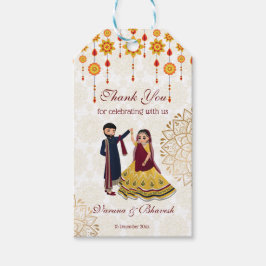 マンダラデコール踊りインディアンカップルmehndi sangeet ギフトタグ
