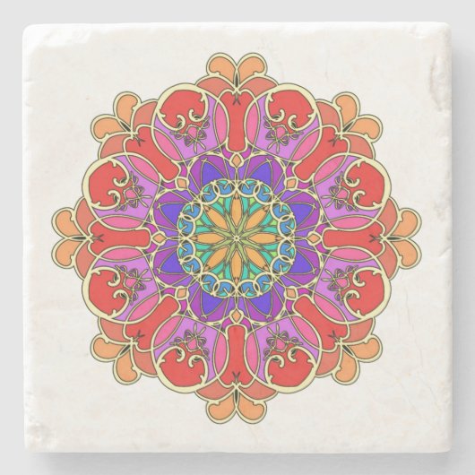 マンダラデザインの宝石調 ストーンコースター (正面)