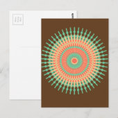 マンダラデザイングリーン、オレンジインディアン ポストカード (正面/裏面)